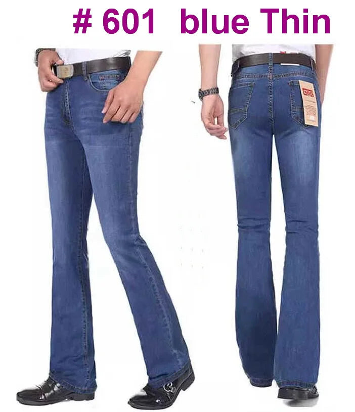 Men's Mid-Rise Flare Jeans | Slim Fit Denim Trousers