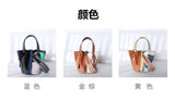Purses and Handbags Bags for Women Painting Vegetable Basket Handbag Adjustable Shoulder Strap Genuine Leather Bucket Bag