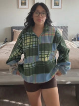 Women's Plaid Fleece Half-Zip Sweatshirt