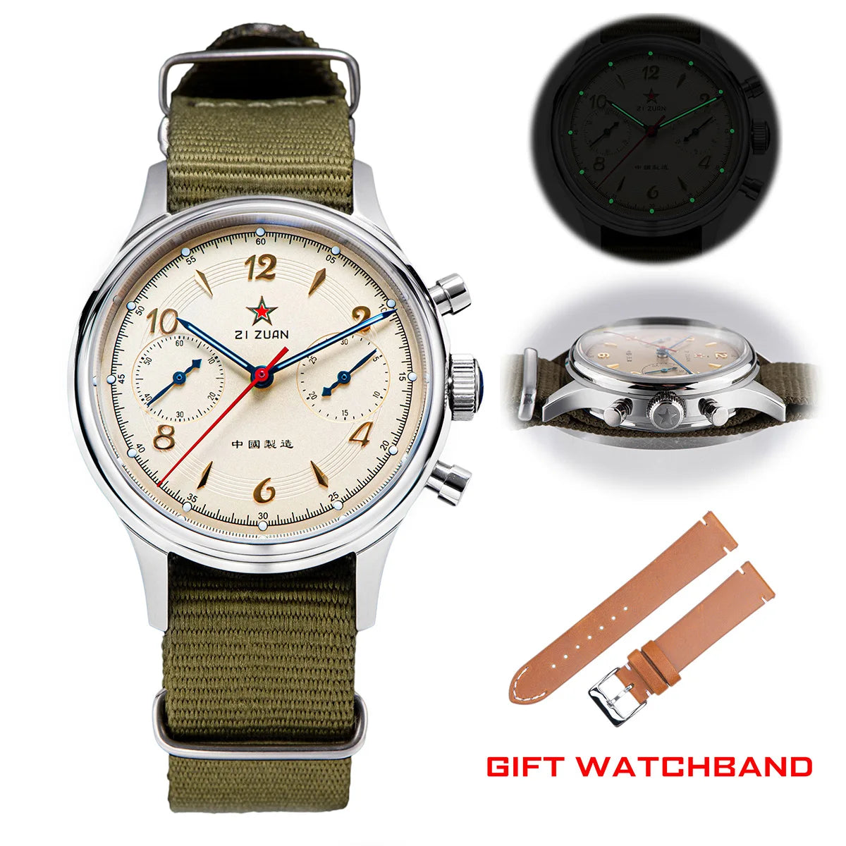 38mm 1963 Mens Watch Polit Chronograph Wristwatch ST1901 Mechanical Original Air Force 40mm Acylic Reloj Homber Tianjin Movement