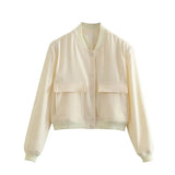 Willshela Women's Solid Bomber Jacket with Pockets
