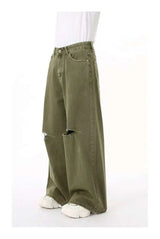 Men's Green Loose-Fit Straight-Leg Jeans