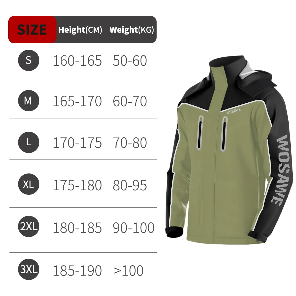WOSAWE Unisex Waterproof Riding Rain Jacket | Reflective