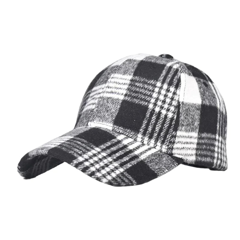 Unisex Checkered Baseball Cap with Adjustable Strap