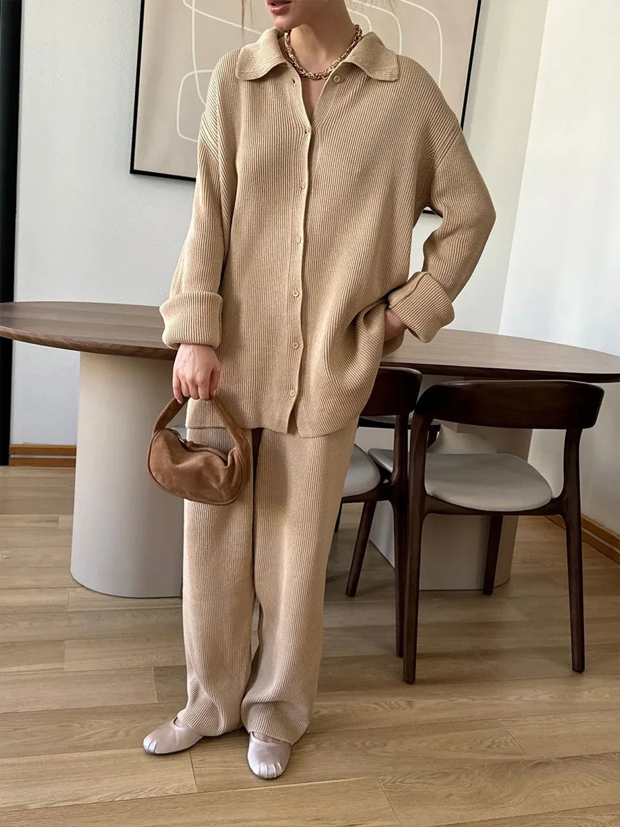 Bornladies Autumn Winter New Knit Cardigan Pants Set Loose Two Piece Casual Sweater Suit Women Thick Warm Soft Knitted Outfit