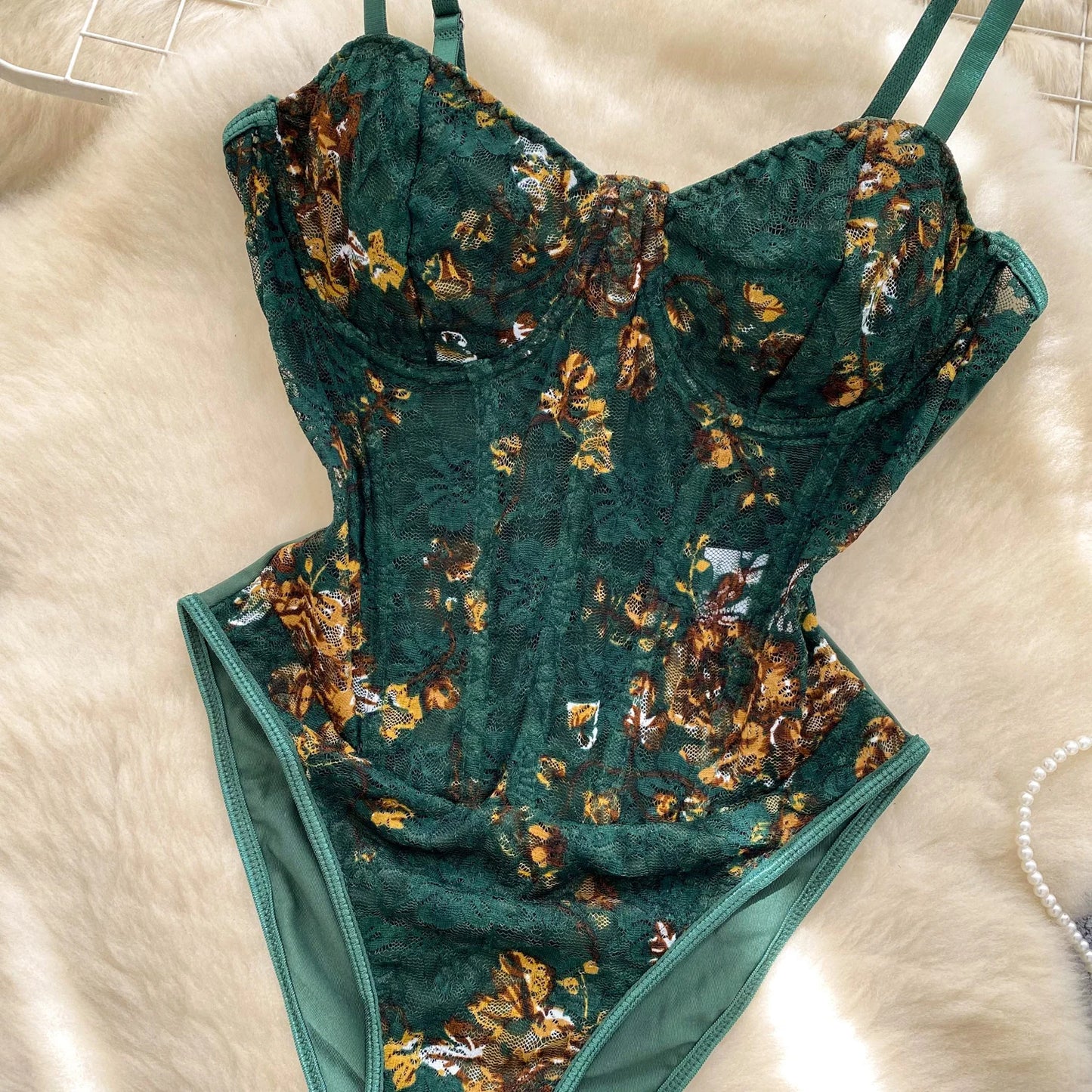 Vintage Elegant Fishbone Print Bodysuit – Chic Fairy Floral Summer Blouse Shirt