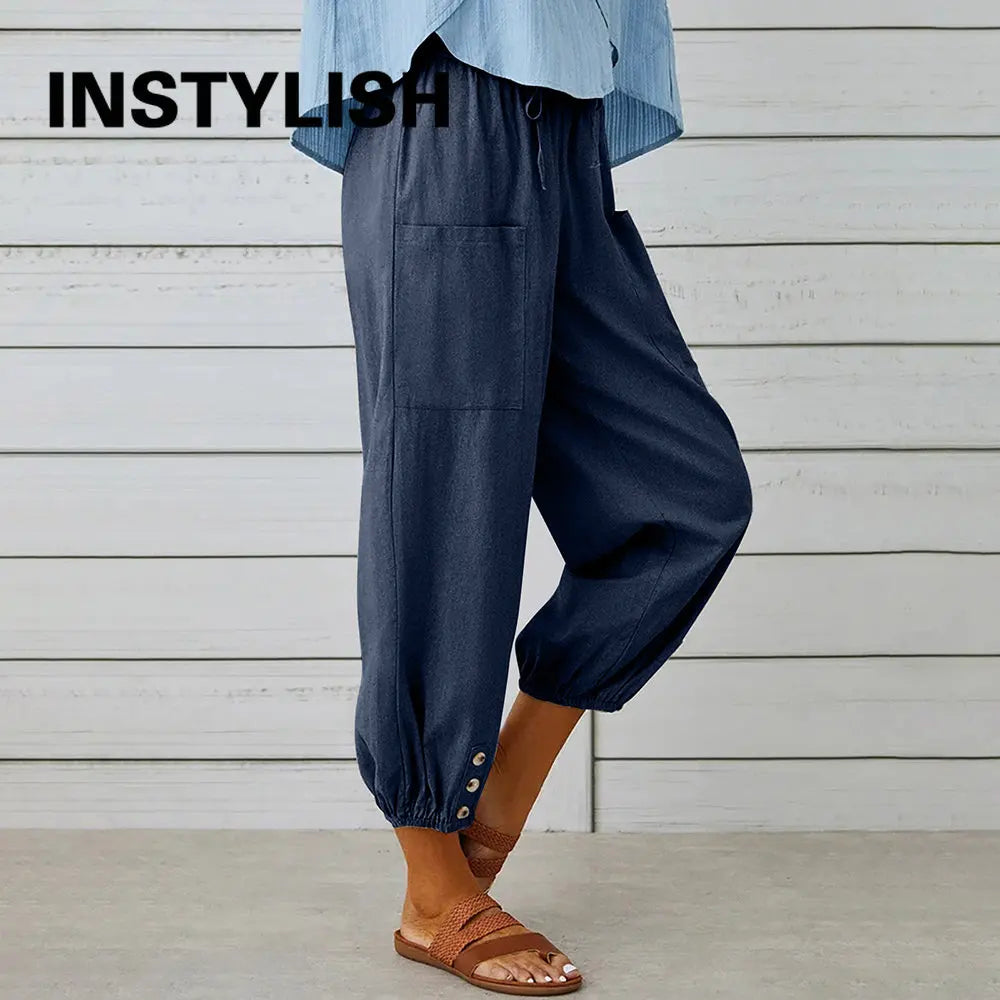 Women's High-Waist Cotton Linen Pants