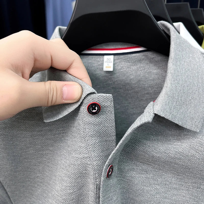 Men's Striped Polo Shirt – Embroidered Elegance