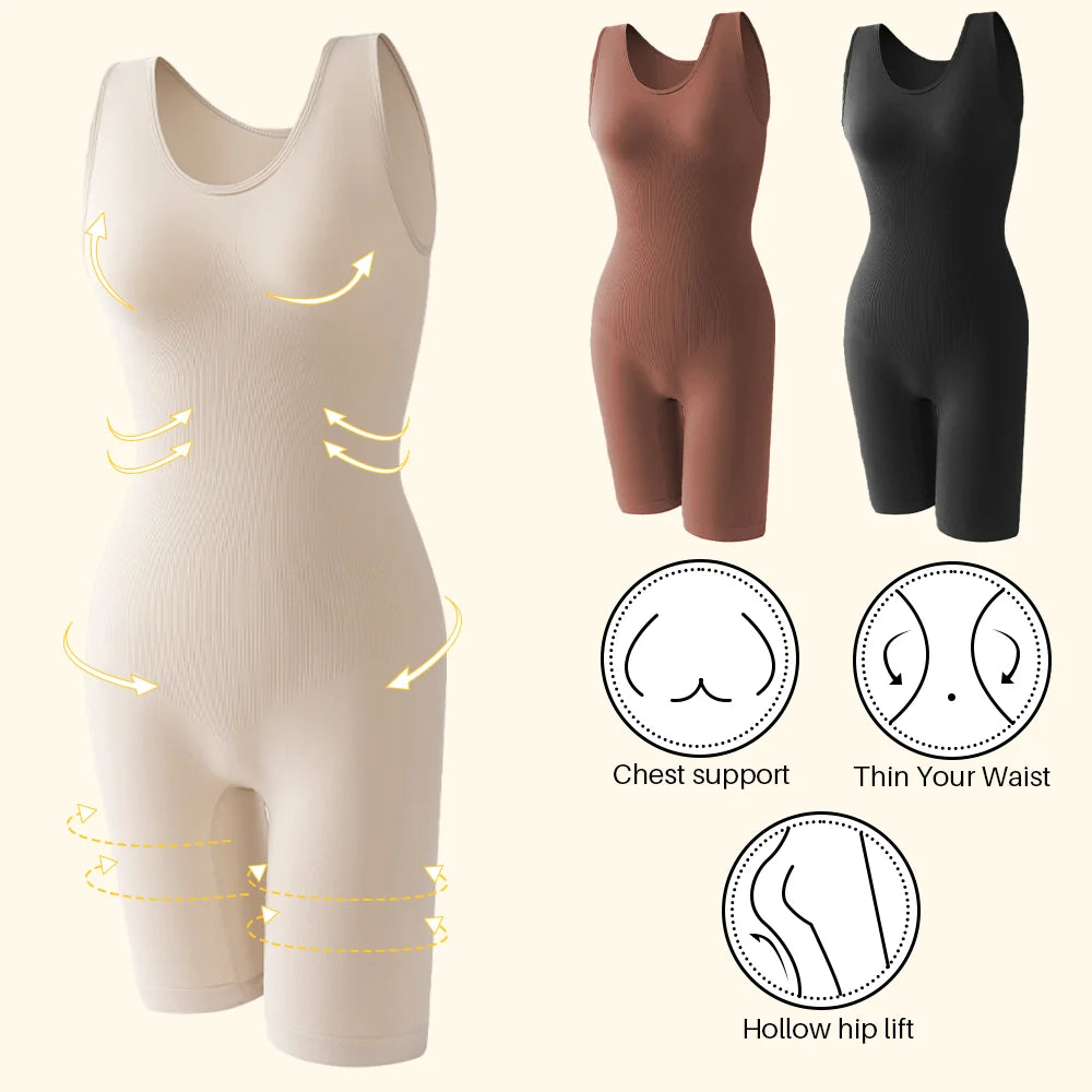 USA-Made Seamless Full Coverage Body Shaper – Firm Control Thigh Slimming Bodysuit