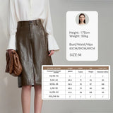AMII Minimalist PU Leather Skirt for Women