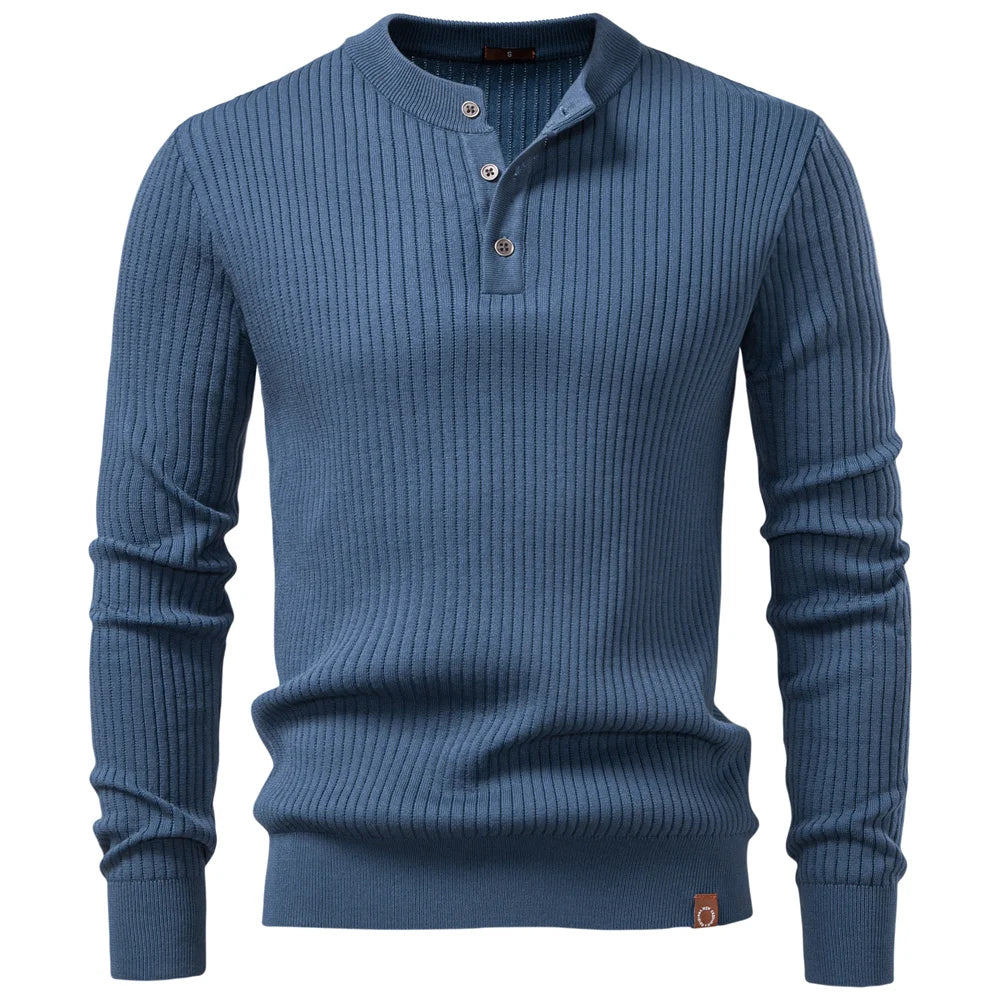 AIOPESON Ribbed Stripe Polo Shirt – Men's Long Sleeve