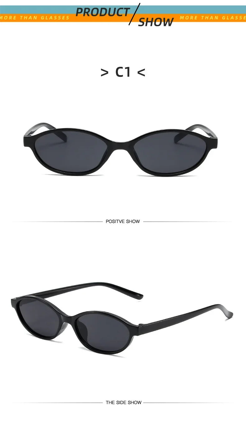 Vintage Small Frame Oval Sunglasses – Black Round Designer Style, Unisex Cool Eyewear for Men & Women, Fashion Circular UV Sun Glasses