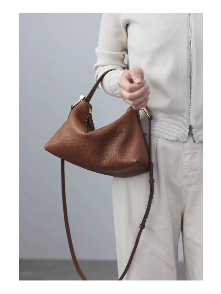 2024 Women Genuine Leather Luxury Handbags Small Size Versatile Cowhide Crossbody Bag Fashion Soft Messenger Purses