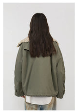 Women's Retro Motorcycle Cotton Jacket - Warm Winter Coat