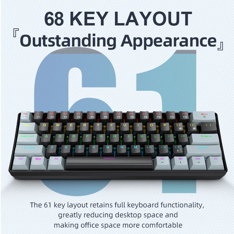 APAYADO K61 Mini Mechanical Keyboard – RGB 61-Key