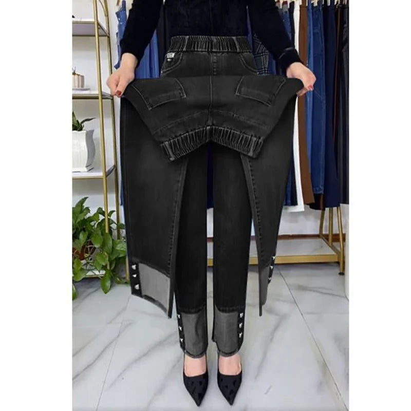 Women's Wide Leg High Waist Stretch Denim Jeans