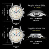 RED STAR 38mm Men's 1963 Chronograph Mechanical Watch Pilot with Seagull Movement ST1901 Air Force Aviation Sapphire Goose 40mm