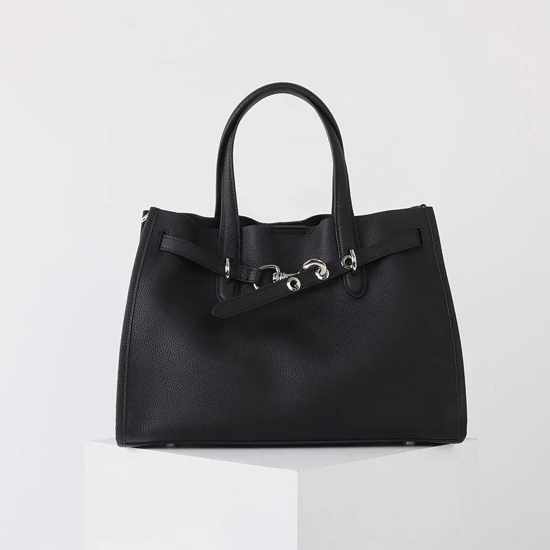 Luxury Brand Silver Buckle Women Bags Genuine Leather Handbags Women Shoulder Bags Cowhide Autumn Winter New Square Women Totes