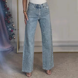 Women's High-Waist Stretch Straight Jeans | Distressed Denim