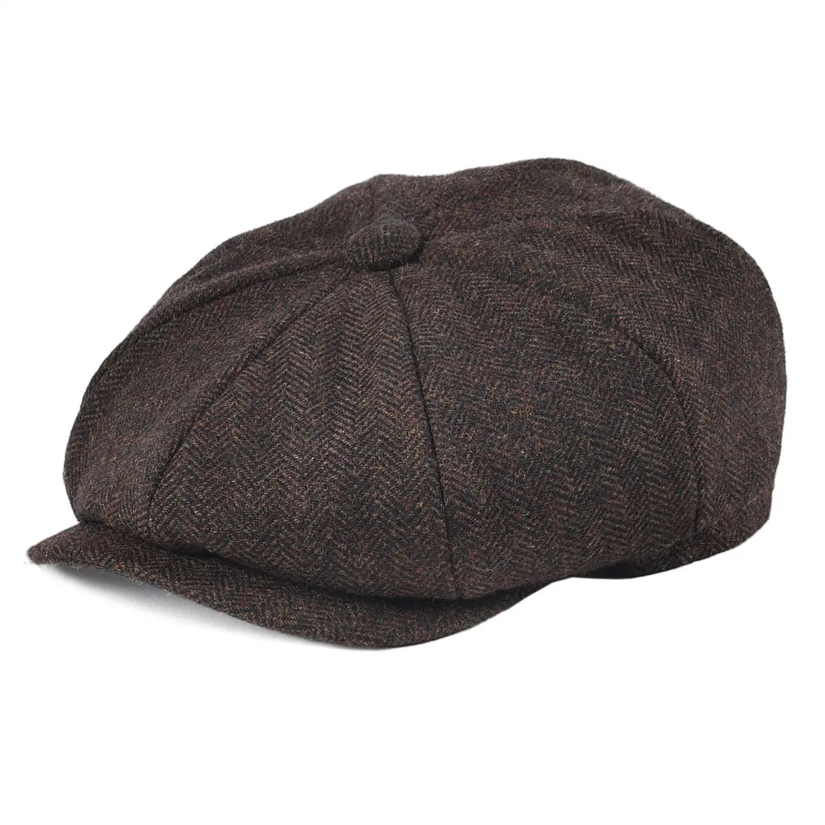 BOTVELA Tweed Wool 8-Panel Herringbone Newsboy Cap
