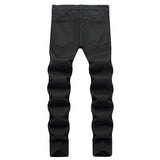 Men Classic Pure Black Jeans All Match Stretch Denim Pants Casual Plus Size Slim Straight Trousers
