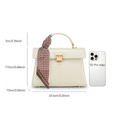 ITAMOOD Genuine Leather Handbag with Scarf | Luxury Designer Trendy Shoulder Bag Solid Color Commuting Bag | bags for women gift