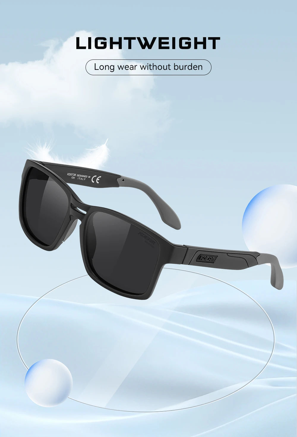 KDEAM New Polarized & Photochromic Sunglasses Unisex Size Square TR90 Sun Glasses For Fishing Golfing Driving Jogging