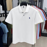 100% pure cotton high-end brand men's short sleeve polo shirt 2026 summer luxury fashion pony embroidery golf top casual T-shirt
