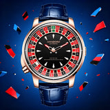 HANBORO Men's Fully Automatic Mechanical Watch Casino Wheel Rotating Dial Luxury Rose Gold Unique Personalized Watch