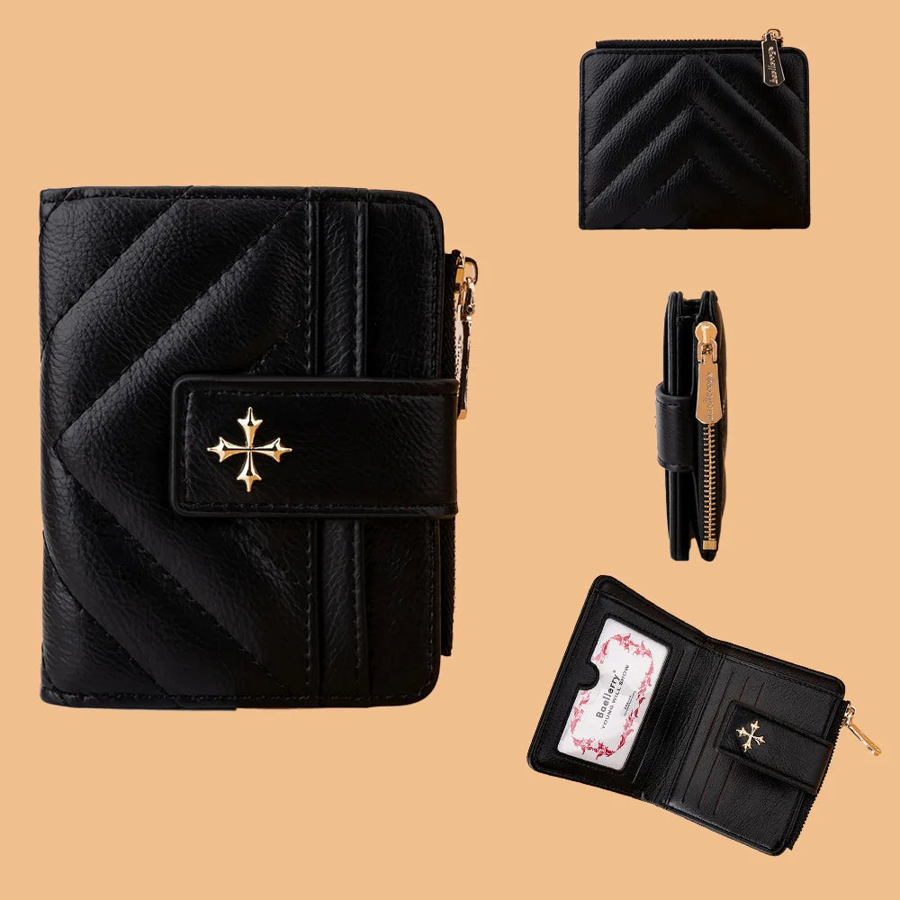Baellerry New Short Simple Women Wallet High Quality Card Holder Buckle Zipper Coin Pocket Female Purses Small Women's Card Bag