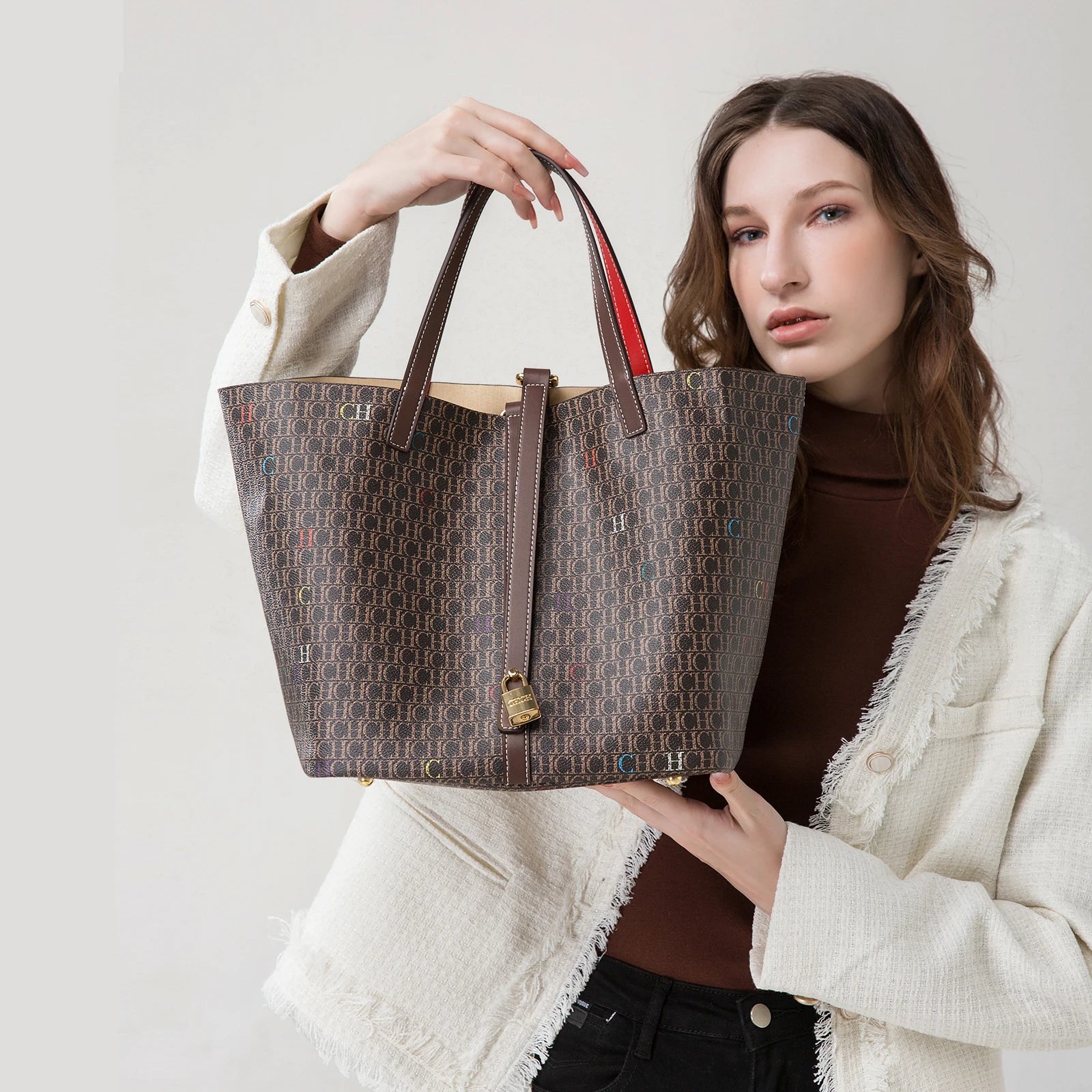 CHCH Women's Tote Bag Autumn New Large Capacity Coffee Color Commuter Women's Bag