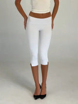 Women's Y2K Low-Rise Capri Leggings | Fold-Over Waistband