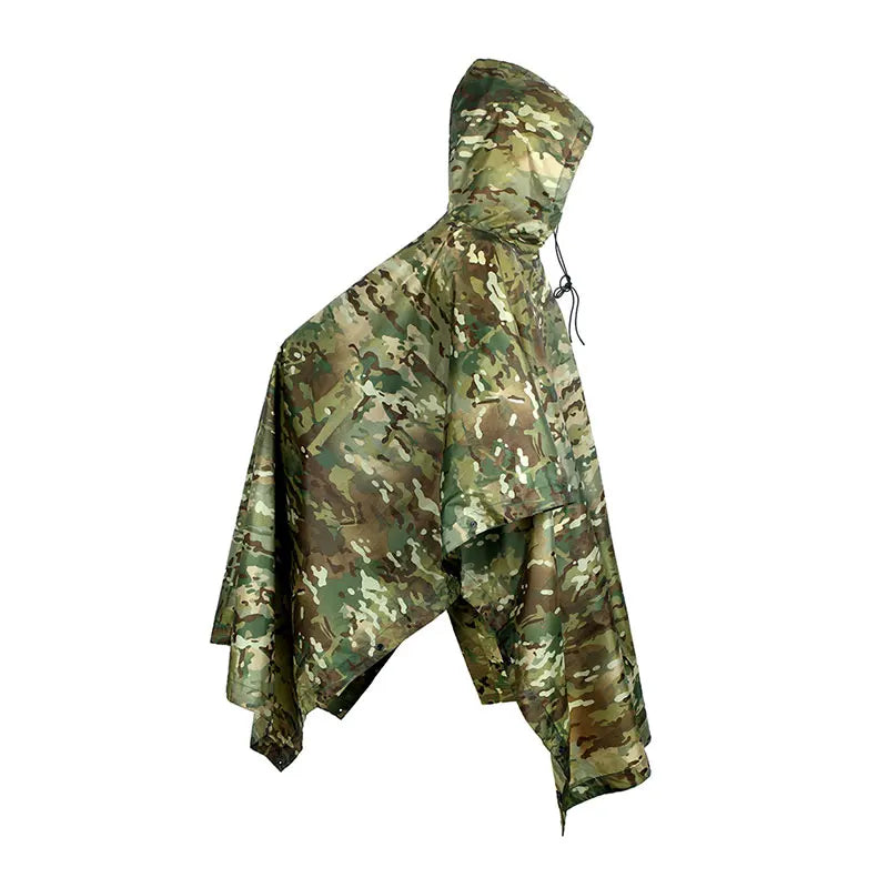 Tactical Camo Raincoat – Packable Waterproof Poncho