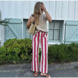 Street Striped Jeans Women's High-Waist Pockets Wide-Leg Trouser 2026 Spring Summer Retro Multicolor Vertical Stripe Denim Pant