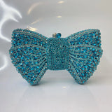 Elegant Rhinestone Bowtie Evening Bag Fashionable Luxurious Banquet Crystal Clutch Personalized Handbag Unique Diamond Party Bag