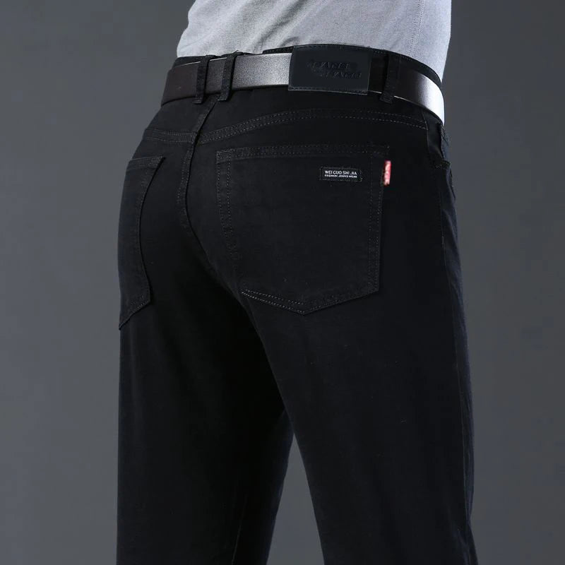 Men’s Classic Black Straight-Leg Stretch Jeans
