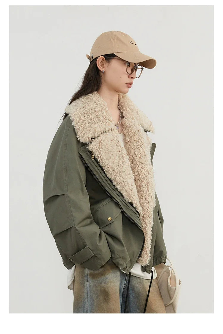 CHIC VEN Fashion Women Coats Loose Casual New Retro Motorcycle Cotton Jacket Thick Warm Female Overcoat Autumn Winter 2025