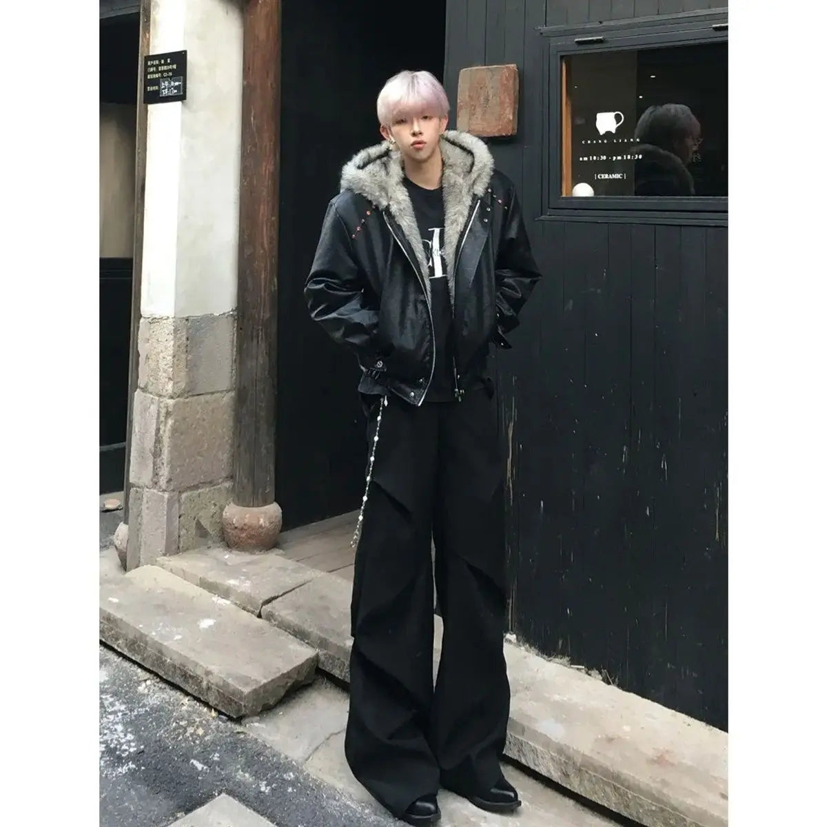 Men's Hooded Faux Fur Winter Jacket