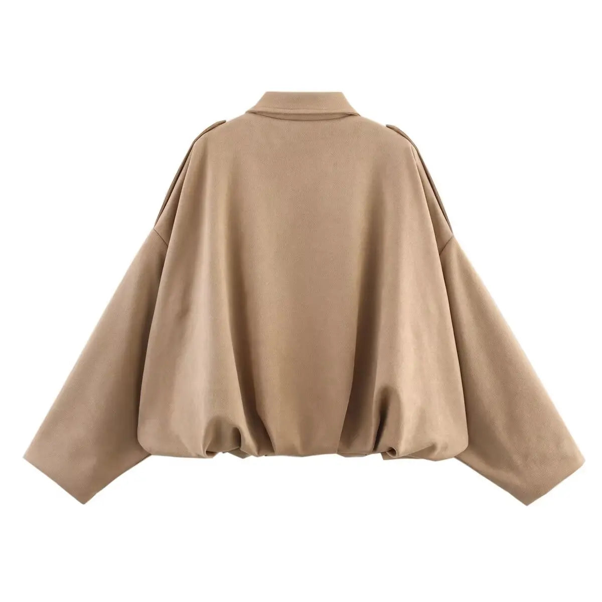 YENKYE New 2025 Women Suede Textured Bomber Jacket Long Sleeve Lapel Collar Loose Coats Casual Female Outerwear Chic Tops