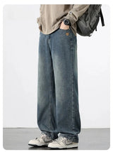 Spring Autumn American Retro Straight Jeans Men Streetwear Korean Fashion Loose Baggy Wide Leg Denim Pants Male Casual Trousers
