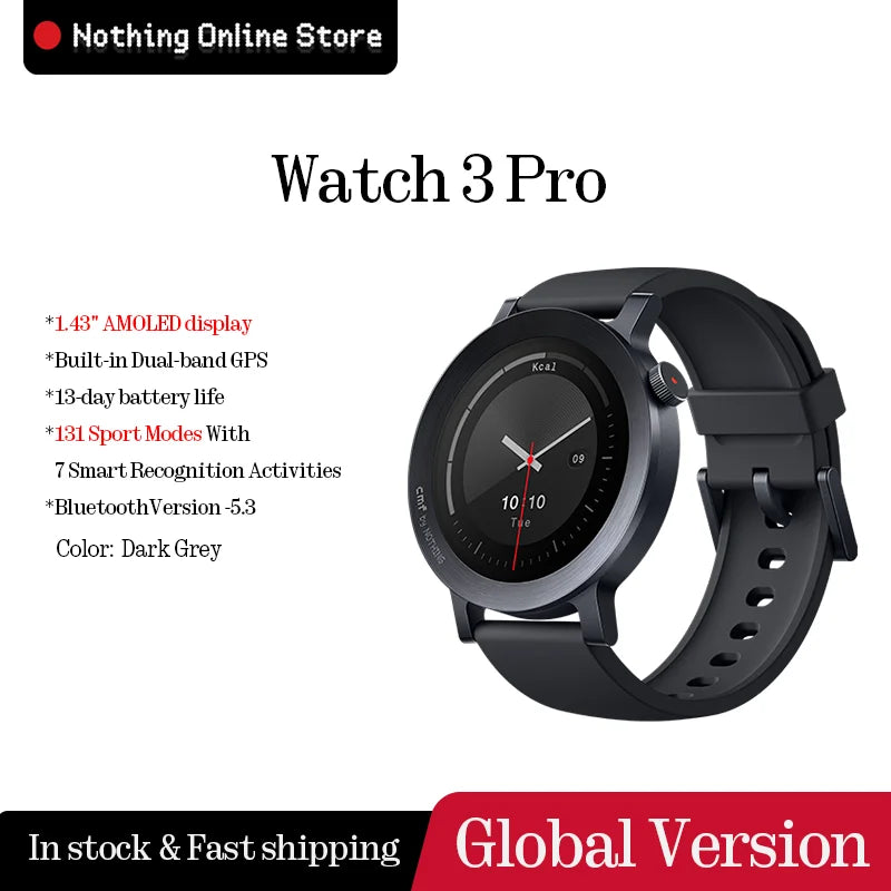 NEW Global Version CMF Watch 3 Pro 1.43"AMOLED Dual-Band GPS Bluetooth call  IP68