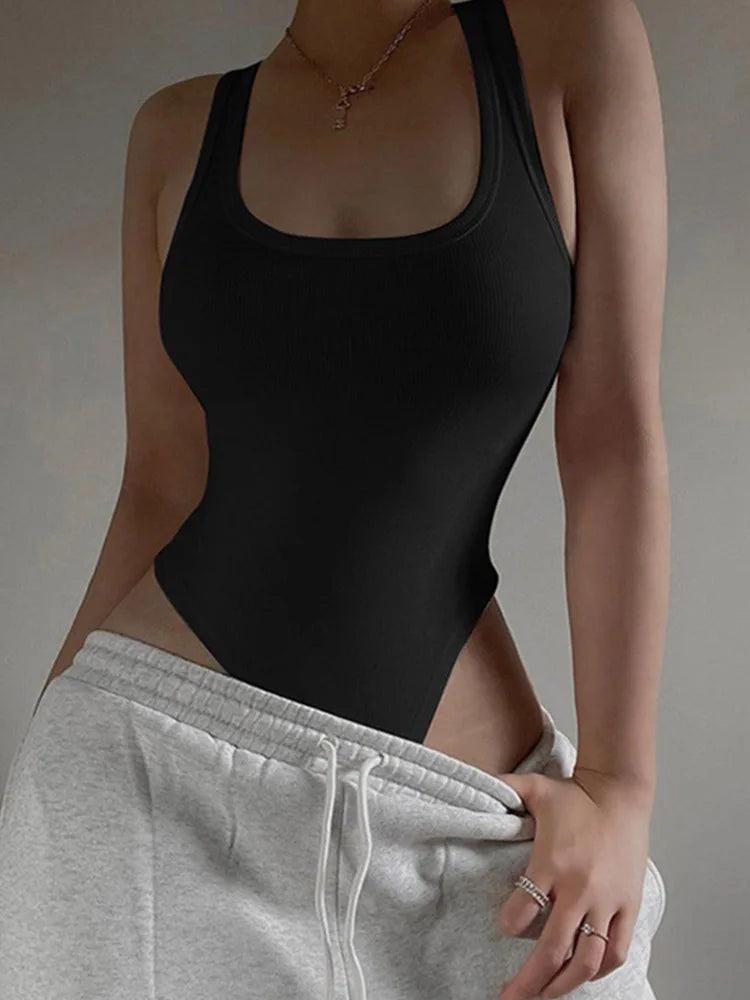 Women's Sleeveless Off-Shoulder Halter Knit Bodysuit