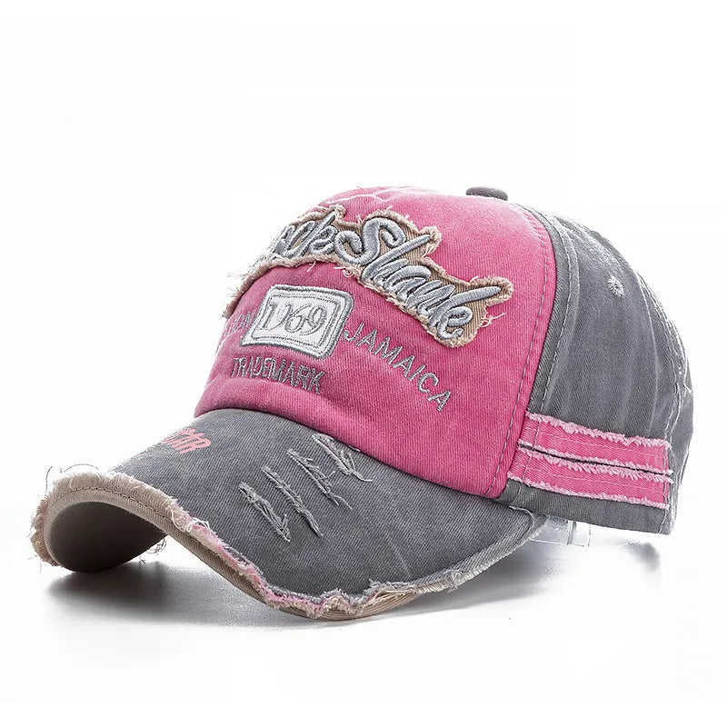 Washed Cotton Baseball Cap with Letter Detail