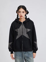 Women's Y2K Star Print Zip-Up Hoodie