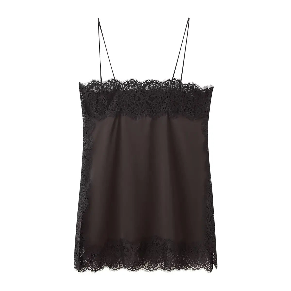Tidalyf 2025 Women Two Piece Skirt Set Off Shoulder Lace Trim Cami Top with Split Hem Midi Skirt Sexy Elegant Outfit