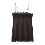 Tidalyf 2025 Women Two Piece Skirt Set Off Shoulder Lace Trim Cami Top with Split Hem Midi Skirt Sexy Elegant Outfit