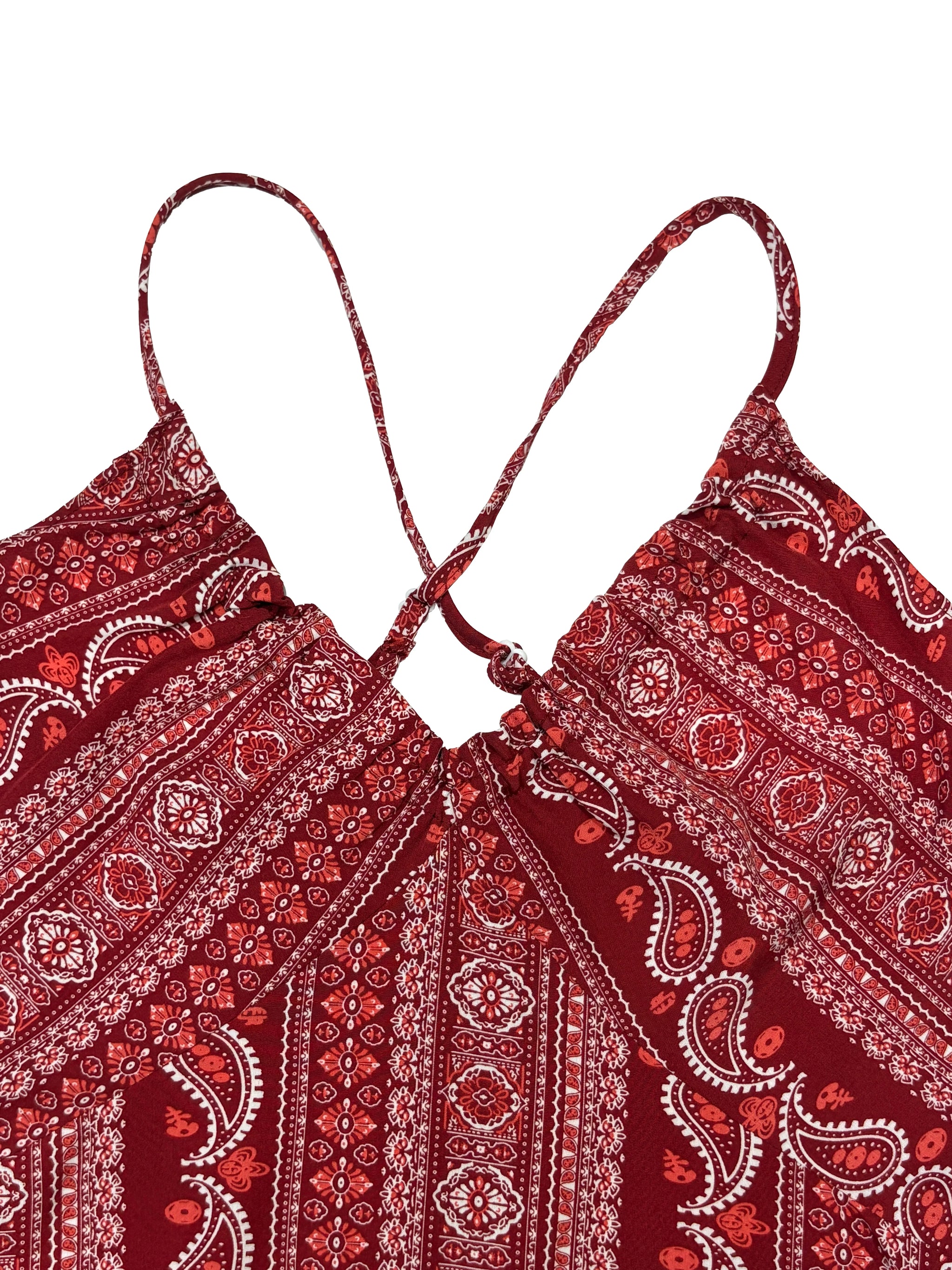 Boho Ethnic Frill Trim Maxi Dress