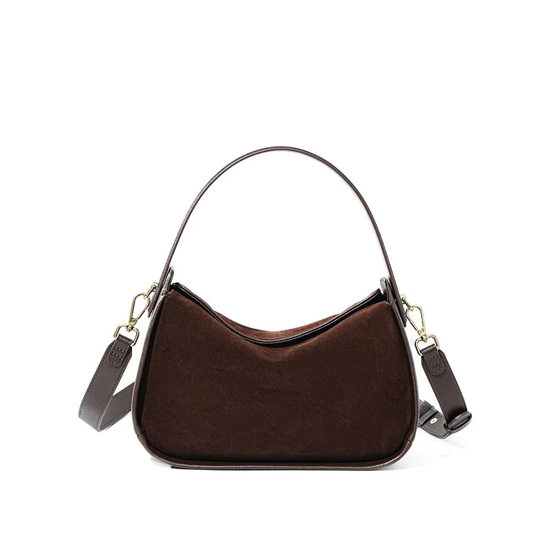 2025 New Suede Leather Crossbody Bag Unique Design Shoulder Pack Women Work Commuting Handbag Urban Beauty Box Tote Messenger