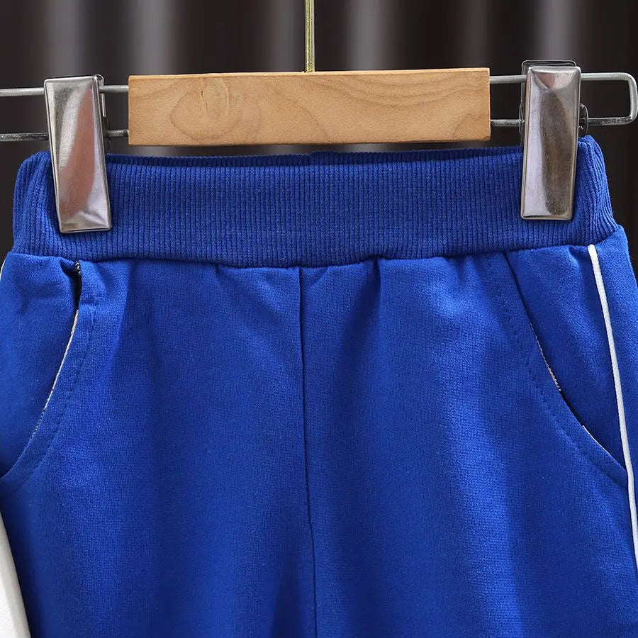 Boys' 3-Piece Autumn Letter Jacket & Striped Sweatpants Set