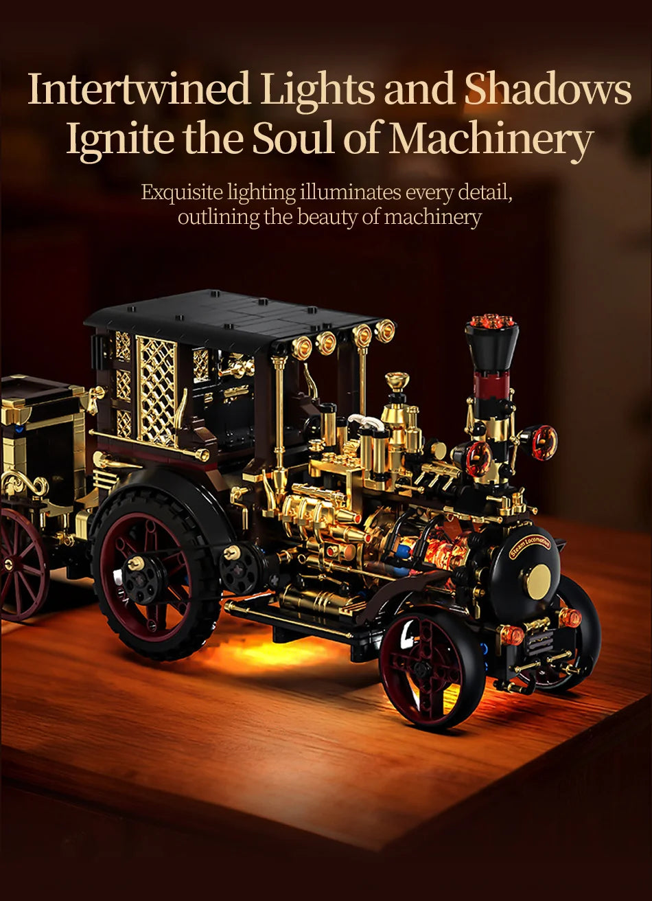 1331-Piece Vintage Steam Car Building Block Set